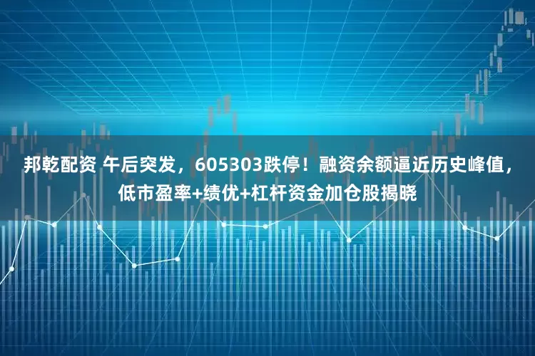 邦乾配资 午后突发，605303跌停！融资余额逼近历史峰值，低市盈率+绩优+杠杆资金加仓股揭晓